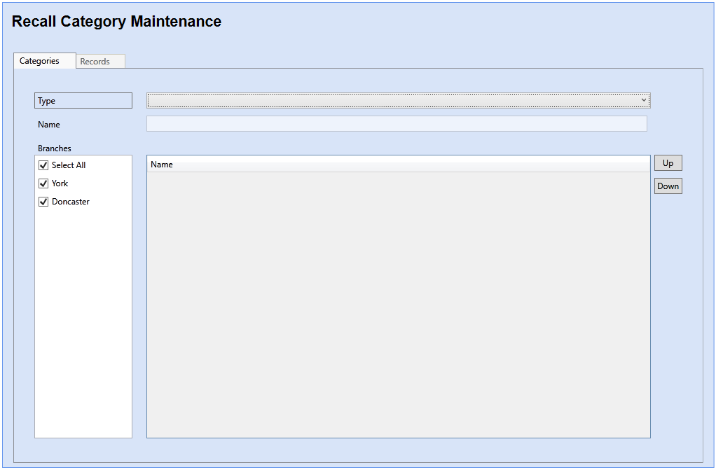 Recall Category Maintenance