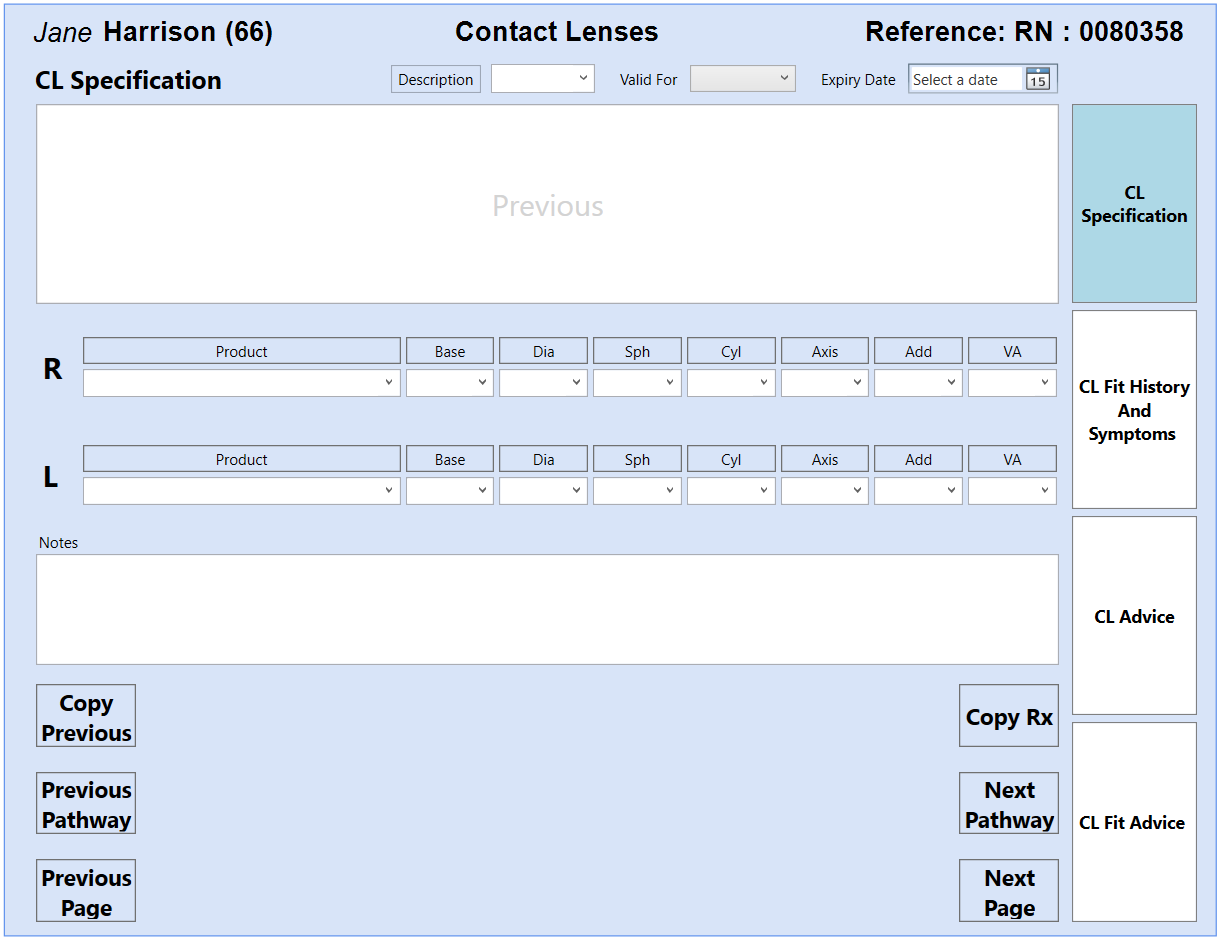 Clinical Contact Lens Rx Page