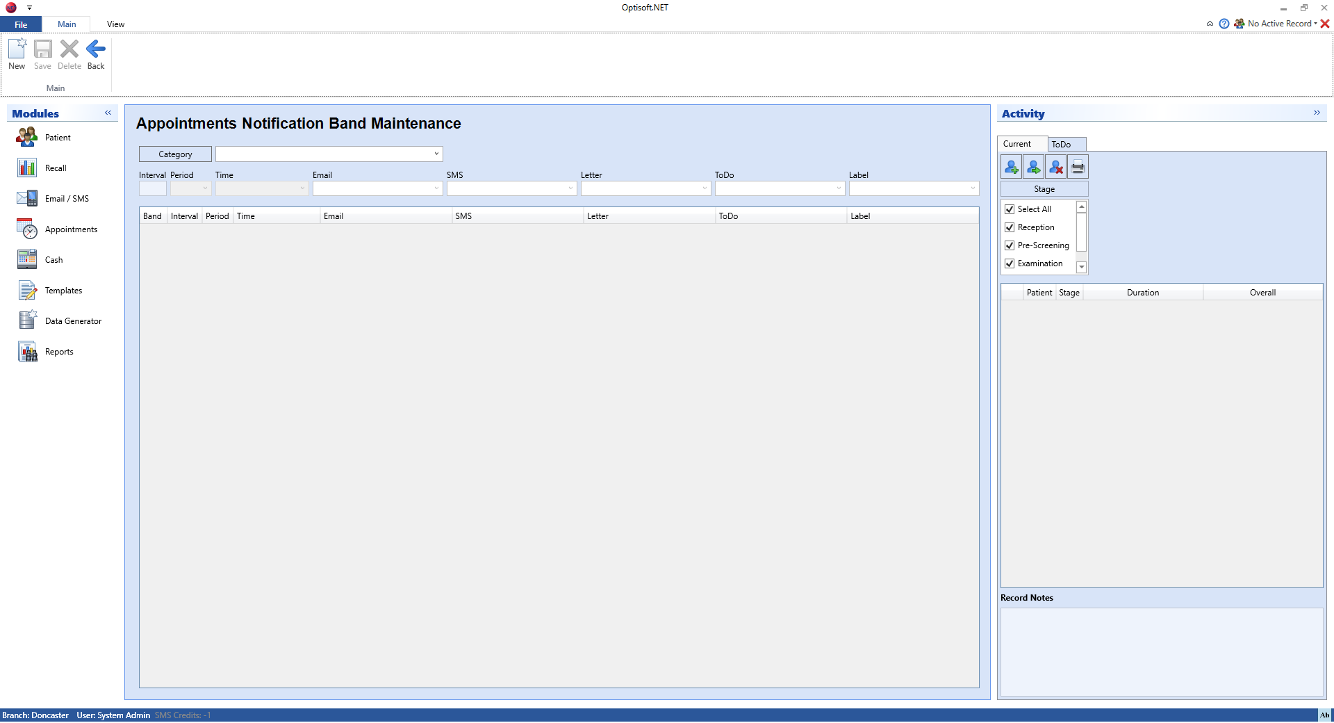 Appointment Notification Band Maintenance